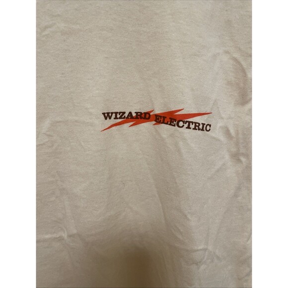 Vintage Single Stitch Wizard Electric T-Shirt Tee  80s Repairman Large L Hanes - Picture 1 of 8